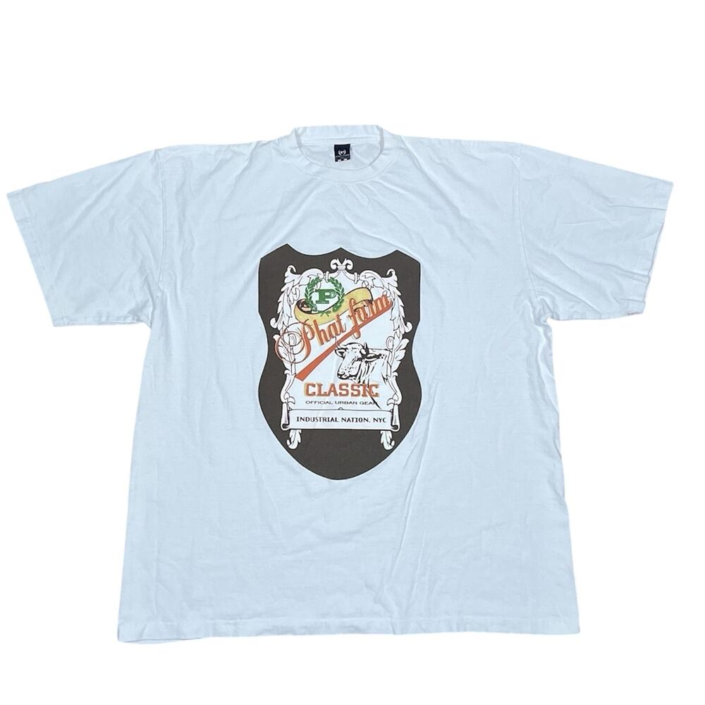 Phat Farm Y2K T-Shirt 2XL USA Made‎ Vintage Logo Style Crest Spellout Streetwear
